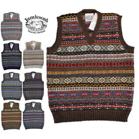 JAMIESON'S(ジャミーソンズ)【MADE IN ENGLAND】 FAIR ISLE SWEATER V-NECK VEST(イギリス製 フェアアイルニット Vネック ベスト)