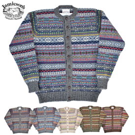 JAMIESON'S(ジャミーソンズ)【MADE IN ENGLAND】 FAIRISLE CREW NECK BUTTON CARDIGAN(イギリス製 フェアアイル柄 ボタンカーディガン)