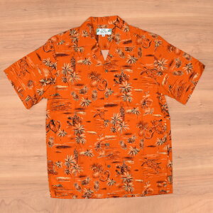 TWO PALMS(�c�[ �p�[���X) �yMADE IN HAWAI�zRAYON ALOHA SHIRTS(�n���C�� ���[���� �A���n�V���c) GOLDEN VINTAGE ORANGE