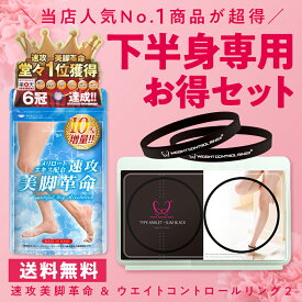 スーパーセール タイムセール 半額 50%OFF【下半身専用セット】速攻美脚革命＆ウエイトコントロールリング2 アンクレット スリムブラックメリロート ダイエットリング アンクレット ゲルマニウム リングマイナスイオン ブラックシリカ