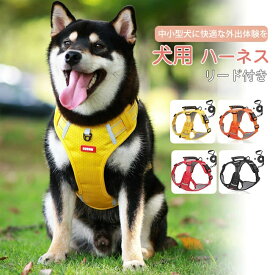 犬 ハーネス 簡単装着 おしゃれ 脱げない リードセット 犬用ハーネス リード付き 猫 小型犬 中型犬 大型犬 胴輪 ペット 用品 メッシュ ベスト
