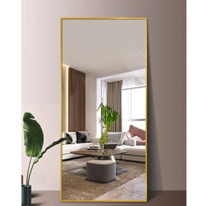 全身鏡 姿見鏡 スタンドミラー 強化ガラス アルミ 直角 壁掛けミラー 立てかけ 姿見 鏡 ミラー おしゃれ 大型 飛散防止 160*50CM ゴール