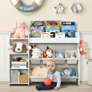 絵本ラック 絵本棚 大容量 本棚 収納ラック 多機能 おもちゃ収納 収納ボックス 子供部屋 収納ケース 子ども用 家具 木製 キッズ