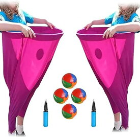 【2着セット】巨大おばあちゃんパンツ 屋外ゲームセット｜エアポンプ付きバウンスボール2個｜家族集会・庭遊び・運動会・ピクニック｜爆笑必至のグループ用アクティビティ｜収納軽量・耐久設計