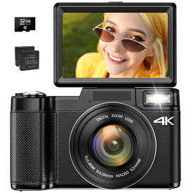 デジタルカメラ 4K デジカメ 4800万画素 16倍デジタルズーム AF機能付【32GBカード付き】超高画質 VLOGカメラ YouTubeカメラ ウェブカメラ 3インチ大画面 コンパクト 動画 写真