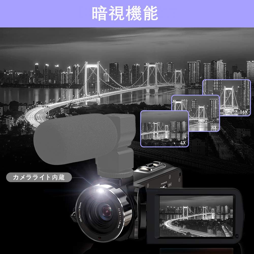 楽天市場】ビデオカメラ フルHD 2.7K 30FPS 30.0 MP リモコン 赤外線 