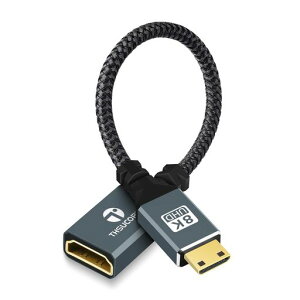 Thsucords 8K 2.1 �����P�[�u�� Mini HDMI to HDMI�ϊ��A�_�v�^ 0.2M Mini HDMI(�I�X)-HDMI(���X)�ϊ��P�[�u�������P�[�u�� HDTV �v���W�F�N�^�[�O���t�B�b�N�J�[�h�^�u���b�g������