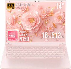 �m�[�g�p�\�R�� 14�C���` Office 2024���� Windows 11 Pro Intel N150 16GB 512GB SSD 2K IPS�t�� �T�N���s���N �w��F�� �o�b�N���C�g�L�[�{�[�h Type-C Web�J�����J�o�[ WiFi5