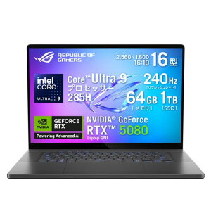 ASUSQ[~Om[gPCROGZephyrusG16GU605CW16.0^RTX5080CoreUltra9285H64GBSSD1TBtbV[g240HzRGBC~l[gL[{[h