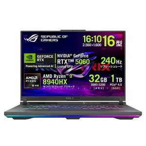 ASUS�Q�[�~���O�m�[�gPCROGStrixG16G614PM16�C���`RTX5060AMDRyzen98940HX������32GBSSD1TB���t���b�V�����[�g240HzRGB�C���~�l�[�g�L�[�{�[�hWindows