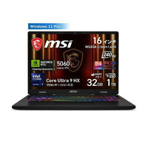 MSIQ[~Om[gPCCrosshair16HXAIyŐVCoreUltra9HX&RTX5060ځz32GBSSD1TB16C`WQXGA240HzCoreUltra9vZbT[275HX