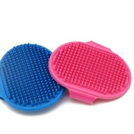 犬ブラシペットブラシお手入れ用品ソフトブラシマッサージ2個入り水洗可能多機能携帯に便利毛を取る調節可能テープ(青+ローズレッド)