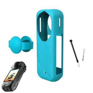 For Insta360 X5 �V���R���J�o�[+�����Y�L���b�v ���L�Ń\�t�g �h���h�o �y�� �ϏՌ��� �V���R���f�� �L�Y�h�~ �����܂܏[�d�\ for Insta360 X5�p ��p�ی�J�o�[�w��h�~ �ȒP�����u�X�g���b�v�c
