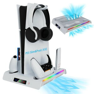 PS5 Slim/PS5 Pro�Ή� �c�u���X�^���h �y�V�o��-���� ��p�t�@���t�zTomistan PS5 �R���g���[���[ �p�[�d�X�^���h �V�^PS5 Pro��p ��p�t�@���X�^���h�����I�ȗ�p 3��USB�|�[�g�t�� �ȒP�ݒu �Ác
