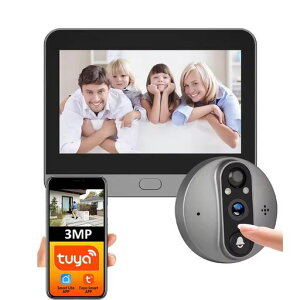 zmart3MP�X�}�[�g���C�tTuya1080P�h�A�x���A�C�s�[�v�z�[���J����5000mAh�o�b�e���[PIR���[�V�������o��IRAlexa�Ή��f�W�^���r���[�A�Ăї�`���C���C���^�[�z�����C�����X�x���h�A�`���C��