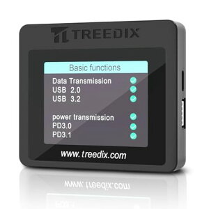 Treedix USB�P�[�u���`�F�b�J�[ �e�X�^�[ �f��/��R�l/�@�\/eMarker���m Type-C Micro-B Mini-B Lightning�Ή�