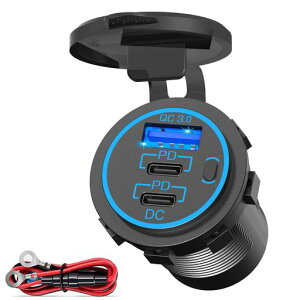 USBC�J�[�`���[�W���[�\�P�b�g?58W����RVUSB�R���Z���g12V�\�P�b�g�f���A��20WPD3.0USB-C��18WQC3.0�J�[USB�|�[�g�{�^���d���X�C�b�`�t���{�[�g�}�����I�[�g�o�C�p
