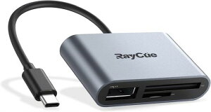 RayCueUSBC-MicroSDTF[J[h[_[iPadProMacBookPro/AirChromebookΉ3-in-1USBJJ[h[_[A_v^[XPSGalaxyS10/S9̑USB