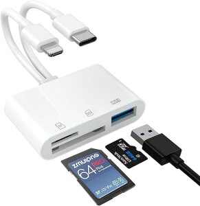 3in2SDJ[h[_[Lightning/Type-CJ[h[_[USB/SD/TFJ[_[o]ݒsviPhone/iPad/Android/WindowsSΉUSBCCgjOϊA_v^