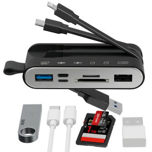 SDJ[h[_[6in3i-Phone/Type-c/USBǑ^@\J[h[_[USB/SD/TFJ[hϊA_v^0TG@\ʐ^/rfI/o]}[dݒsv