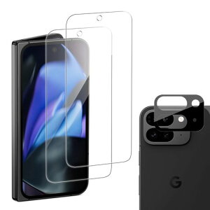 iXinQu Google Pixel 9 Pro Fold �p �K���X�t�B���� (2��)+�J�����t�B���� (1��) �����K���X ���� ���h�~