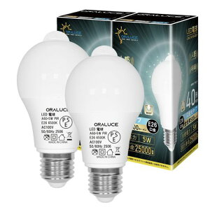 ORALUCE LED�d�� E26���� �l���Z���T�[ �d�� 40W�`���� �����F 6500K 5W 500lm �����_���E���� ���ÃZ���T�[�t �����Y��h�~ �K�i ���� �L�� �g�C�� �����s�� 2�� LDA5D-G-E26