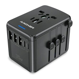 �ϊ��v���O Amoner �C�O�d���ϊ��A�_�v�^ �}���[�d 3 USB-A�|�[�g��2 USB-C�|�[�g�t����1*AC�R���Z���g 4��Z�b�gAC�A�_�v�^�[ US/UK/EUR/AUS�Ή� TYPE-C 2000W/8A 5.6A