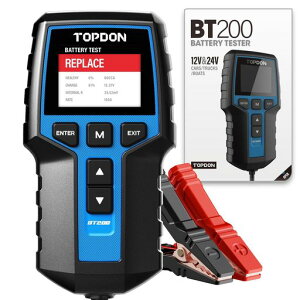 TOPDON BT200 �o�b�e���[�e�X�^�[ �����x100-2000CCA�e�X�g AGM�E�Q���EEFB�o�b�e���[���� ���{��ǔ۔���ECCA�ESOH�ESOC�E�d���E������R�E�d���E��i�ȂǑ���\ 12V/24V�[�d/�n���V�X�e���A�i���c