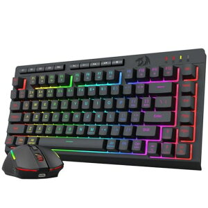 Redragon�L�[�{�[�h�}�E�X�Z�b�g����3���[�h�ڑ�BT/2.4G/USB-C�L���Q�[�~���O�L�[�{�[�h���C�����X75%�p��z��É��e���L�[���X�����u����12800DPI�}�E�XRGB�o�b�N���C�g�}�N���L�[��p�\�t�g