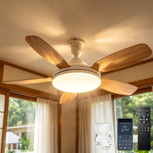 TENKOO&YOU�V�[�����O�t�@�����C�g�y�啗�ʁE����ʁz��81cm5000lm44W8~10��E26��@LED�t�@���t���Ɩ����t��]��^APP/2.4G�����R���t��DC���[�^�[���i�K�������F3�K�i���ʒ��^�C�}�[�ȃG�l