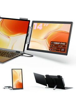 ZOOMEDIN���o�C�����j�^�[14�C���`�m�[�gPC�p�������j�^�[14-16�C���`�Ή��t��HD1080PIPS�p�l���f���A���f�B�X�v���C90-270°��]��ʋ��L�v���[���p�P�[�u��1�{�ڑ��ȒPWindowsMac