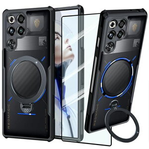 Guizzcg Red Magic 11 Pro/11 Pro+ �p�P�[�X �����O�X�^���h�z���_�[�t�� �\�t�gTPU�o���p�[ + �A�N�����o�b�N�~���^���[�O���[�h�G�A�o�b�O �ϐk�����ی� MagSafe �Ή� +[1�K���X�t�B����], �X�^���h �c