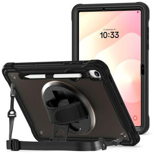 ProCaseGalaxyTabS1111�C���`2025��p�ϏՌ��P�[�X���|�����q���E�����Ɨp�ϏՌ��J�o�[�y�����[360°��]�X�^���h�n���h�X�g���b�v�t��-�u���b�N