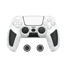 PMW PS5 コントローラー用シリコンプロテクト | 滑り止めカバー | PS5 DualSense コントローラーに対応 | アナログスティック用シリコンカバー&タッチパッドステッカー付き (ホワイト)