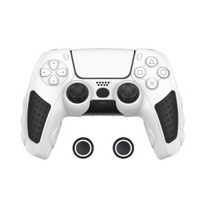 PMW PS5 �R���g���[���[�p�V���R���v���e�N�g | ����~�߃J�o�[ | PS5 DualSense �R���g���[���[�ɑΉ� | �A�i���O�X�e�B�b�N�p�V���R���J�o�[&�^�b�`�p�b�h�X�e�b�J�[�t�� (�z���C�g)