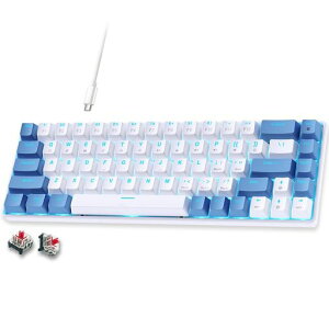 Abucow 65%���J�j�J���Q�[�~���O�L�[�{�[�h �Ԏ� �L���R���p�N�g�L�[�{�[�h �u���[LED�o�b�N���C�g�t�� �����\�ȃu���[�E�z���C�g�L�[�L���b�v Windows/Mac�Ή�