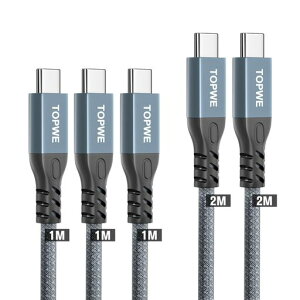 TOPWE �^�C�v C �P�[�u�� usb c type-c�y5�{�Z�b�g�E1m��3�{+2m��2�{�z60W �}���[�d �����f�[�^�]�� USB PD�Ή� �i�C�����҂� �f���h�~ typec iphone17/16�V���[�Y