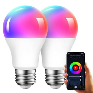 �X�}�[�g�d�� 806lm LED�d�� 8.3w����d�� Wi-Fi�d�� E26���� �������F �X�}�[�g���C�g �A�v������ RGBCW�}���`�J���[ �L�z�� Alexa Echo/Google Home�Ή� �^�C�}�[�@�\ �ȃG�l �ԐڏƖ� 2����