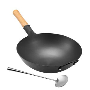 WANGYUANJI���ؓ�34cm���h�������S�炨�ʕt��IH�E�K�X�Ή��u�ߓ�ł��t���ɂ����K�тɂ����[�^�t���C�p���ؐ��n���h���u�߂�����ς�䥂ł�g���鑽�p�r�ƒ�p(�u���b�N34cm)