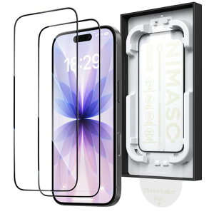 �u�o���yBox�vNIMASO �K���X�t�B���� iPhone 17/iPhone 16 Pro�p �����K���X �ی�t�B���� �S�ʕی� ��������