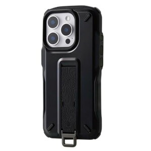 �G���R�� iPhone 16 Pro �P�[�X NESTOUT �ϏՌ� �Ռ��z�� [�����b�N�̃V�����_�[�x���g�ɑ����\] �t�B���K�[�o���h�t�� �X�^���h�@�\ �X�g���b�v�z�[���t�� �A�E�g�h�A �u���b�N PM-A24CNESTBK