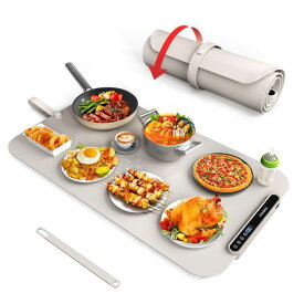 食品保温トレイ、電熱保温盤、熱盤、マルチ機能保温板、折りたたみ可能、温度調節7段階、99時間タイマー機能、摂氏・華氏温度切替可能、食物保温器、レストラン・パーティー・イベン…