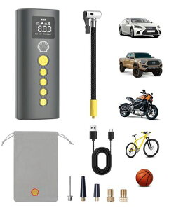 Shell�V�F���d����C����6000mAh��e�ʃo�b�e���[�ő刳��150PSI���]�ԋ�C����o�C�N�ԗp�G�A�R���v���b�T�[���^Type-C�[�d���R�[�h���X������~�ᑛ����/�p/�Ď��o���u�Ή�SOS/LED�������C�g�c