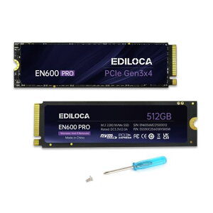 EdilocaEN600PROSSD512GBPCle3.0x4NVMeM.22280�ő�Ǎ�:3200MB/s�ő发��:2800MB/s����SSDSLC�L���b�V��3DNANDTLC�O���t�F����p�X�e�b�J�[
