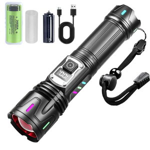 TACLUME�u�������d������flashlight�y�h�Ўm�ďC�E�����P�x�z5000mAh26650���`�E���C�I���d�r�o�b�e���[�t�R�p�ŋ�Type-C�[�d��/�d�r���P4�d�r�K�p�n���f�B���C�g��Ɠ�IPX4�h��7���[�h����
