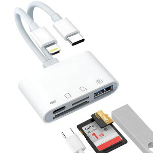 4in2iPhoneSD�J�[�h���[�_�[�yMFi�F�ؐ��i�zLightning/TypeC�J�����J�[�h���[�_�[USB/SD/TF�ϊ��A�_�v�^�}���[�d�ݒ�s�vOTG�@�\USB2.0�����]���n�C���]����/�r�f�I/����/�ʐ^�o�b�N�A�b�v