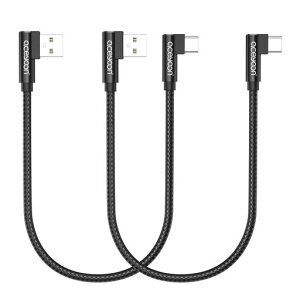 aceyoon Type-C �P�[�u�� 0.3m L�� �i�C�����҂� 2.4A �����[�d USB-A to C 90�x �[�d�R�[�h 2�{��