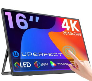 UPERFECT ���o�C�����j�^�[ 4k 16�C���` �^�b�`�p�l�� QLED�|�[�^�u�� 3840x2160 ���o�C���f�B�X�v���C ����� IPS�p�l��