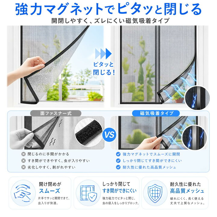 楽天市場】【15％OFFクーポン配布中】網戸キット マグネット 新型 