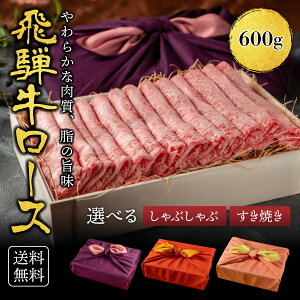 <メッセージカード選択可> ギフト プレゼント 送料無料 飛騨牛 国産 和牛 黒毛和牛 すき焼き/しゃぶしゃぶ A4A5等級 霜降りロース 【600g】 冷凍便 岐阜県産 高級 グルメギフト サーロイン